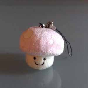 Plush Pink Mushroom Hanging Accessory W/ Bell